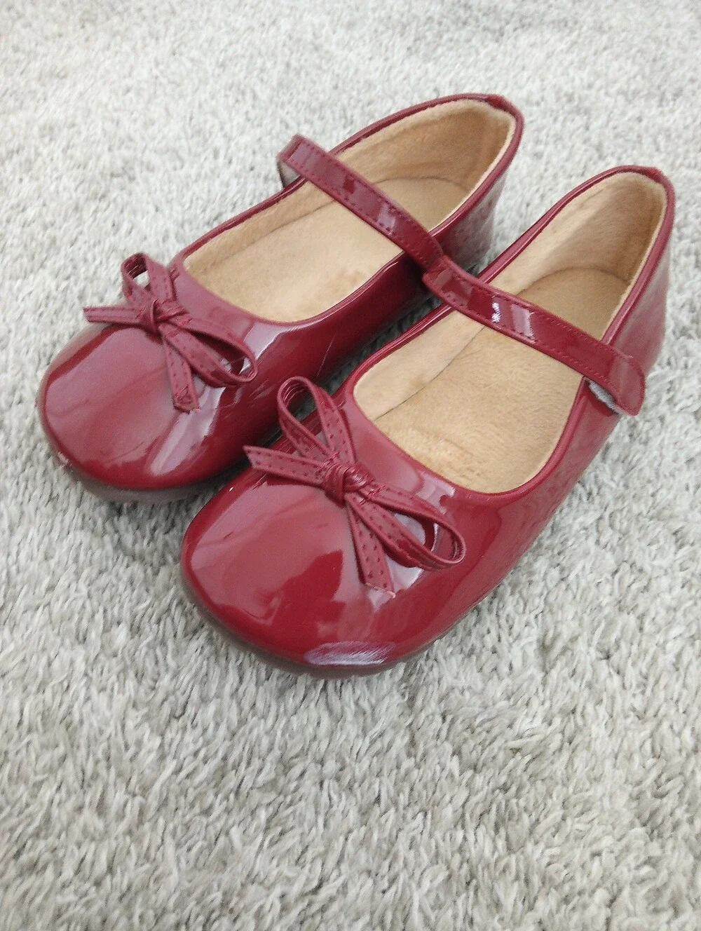 Girls' Red Flat Shoes with Bow - Size:EU 33, US2